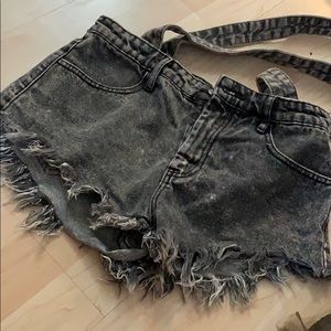 Acid wash booty shorts